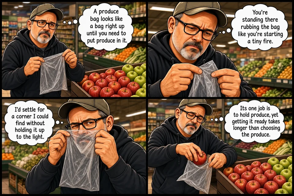 The Produce Bag Has an Opening. Good Luck Finding It.