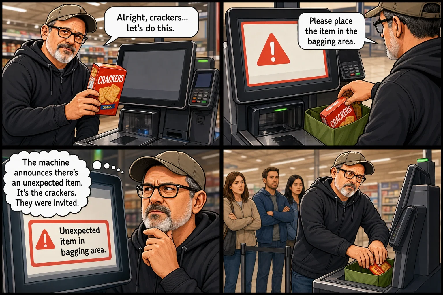 The Self-Checkout Is Suspicious of the Crackers
