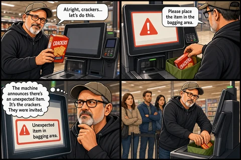 The Self-Checkout Is Suspicious of the Crackers