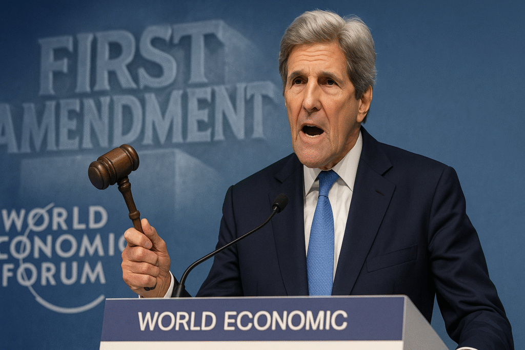 John Kerry speaking at the World Economic Forum 2024.