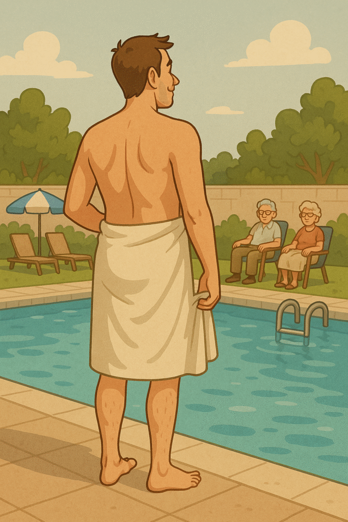 Husband wearing revealing swim trunks causing family dispute