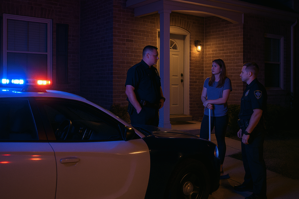 Illustration of dramatic family dispute over household chores.